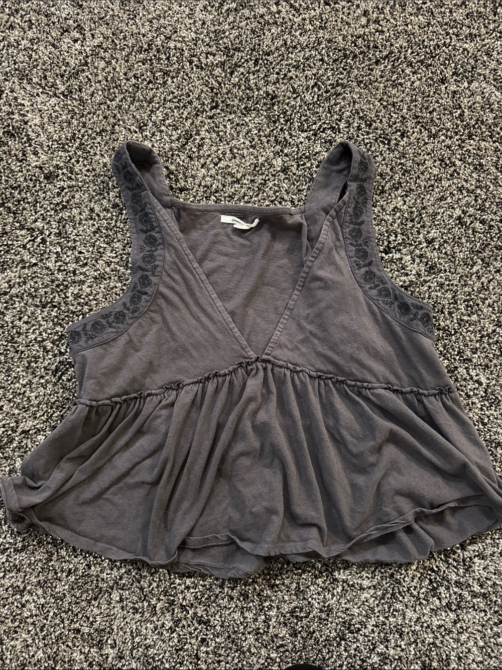 O'Neill Charcoal V-Neck Peplum Tank